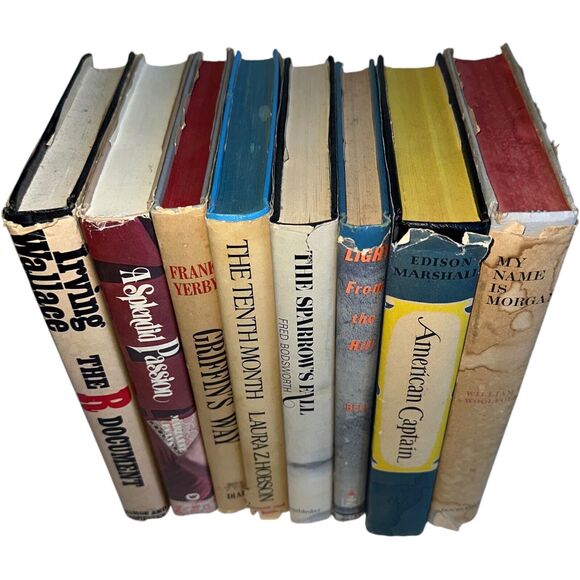 Antique Vintage Hardcover Ornate Books Shelf Home Decor Prop Set Staging 8 Lot - Picture 11 of 16